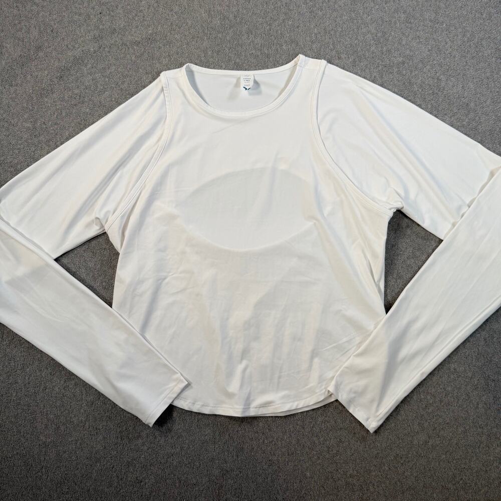 Old Navy Flowform Go-Dry Long Sleeve Activewear Top Women's L Tall White Cutout